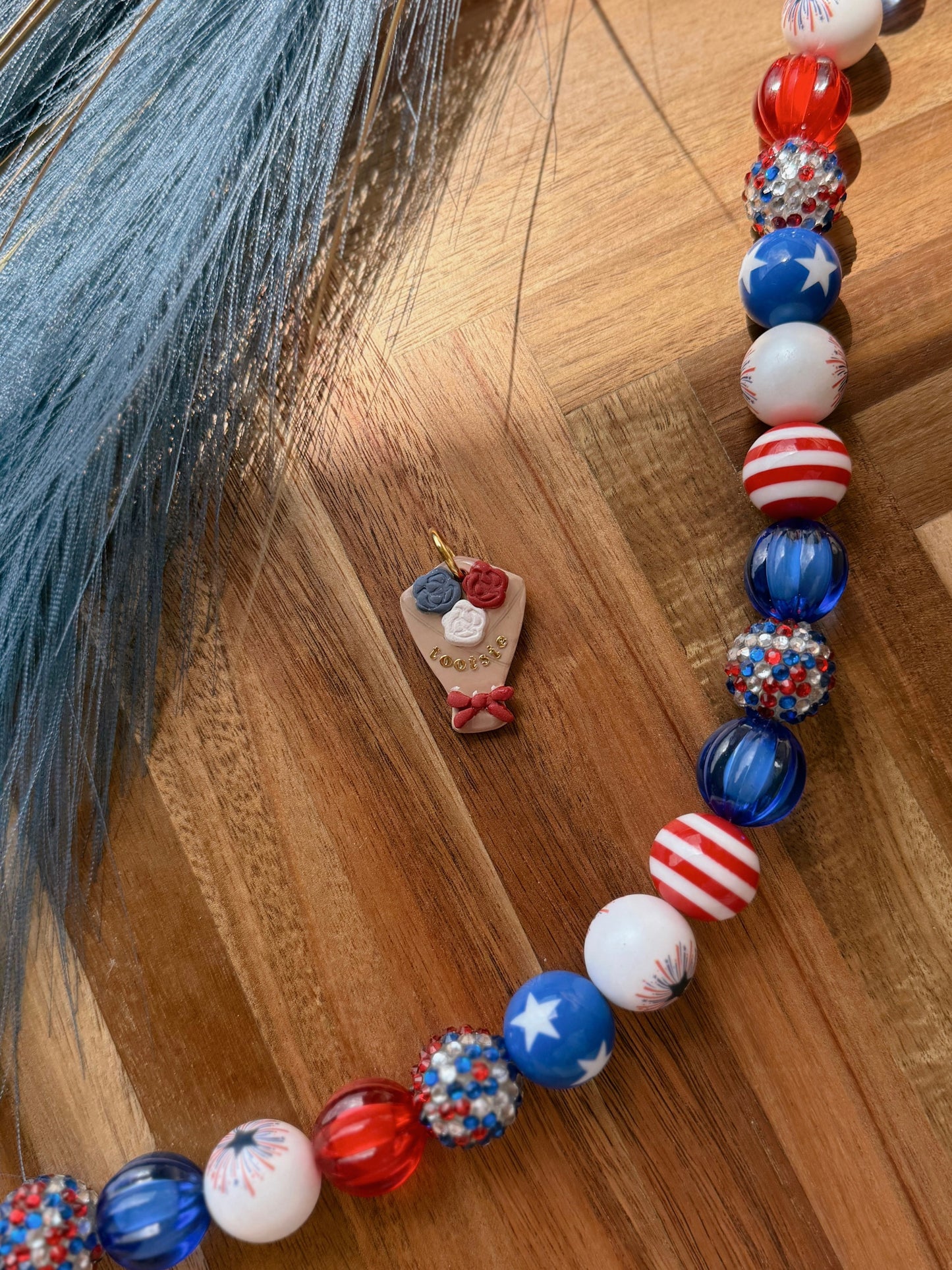 red, white & bloom | clay id tag