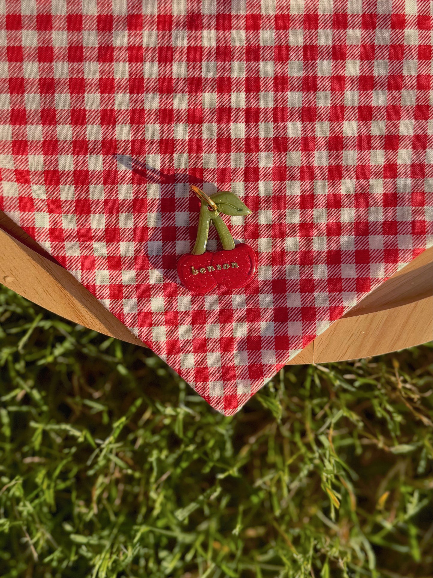 cherries | clay pet id tag