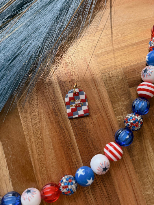 retro checkerboard | clay id tag